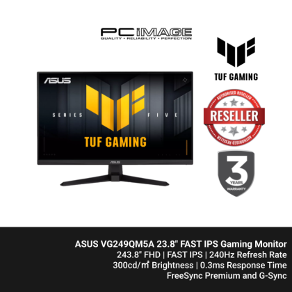 ASUS TUF VG249QM5A GAMING MONITOR 23.8"/1920X1080/0.3MS/240HZ/HDMI/DP/SPK/IPS/3YW