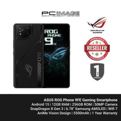 ASUS ROG Phone 9FE Gaming Smartphone (SnapDragon 8 Gen 3 | 12GB RAM | 256B ROM | 6.78" 185Hz AMOLED | 5500mAh | 65W Hypercharge | Android 15) ASUS ROG Phone 9FE Gaming Smartphone (SnapDragon 8 Gen 3 | 12GB RAM | 256B ROM | 6.78" 185Hz AMOLED | 5500mAh | 65W Hypercharge | Android 15)