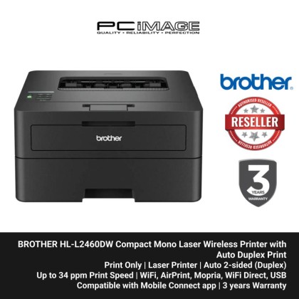 BROTHER HL-L2460DW Compact Mono Laser Wireless Printer with Auto Duplex Print
