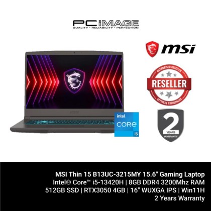 MSI Thin 15 B13UC-3215MY 15.6" Gaming Laptop Cosmos Grey (i5-13420H, 8GB 3200Mhz, 512GB SSD, RTX3050 4GB, 15.6" FHD 144Hz, Win11H, 2YW) MSI Thin 15 B13UC-3215MY 15.6" Gaming Laptop Cosmos Grey (i5-13420H, 8GB 3200Mhz, 512GB SSD, RTX3050 4GB, 15.6" FHD 144Hz, Win11H, 2YW)