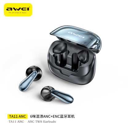 AWEI TP100 ENC LCD TOUCH COLOUR SCREEN WIRELESS EARBUDS - BLACK