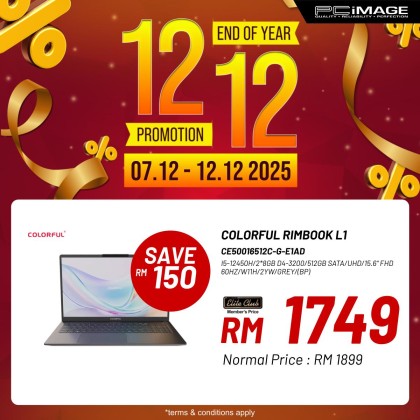 COLORFUL RIMBOOK L1 I5-12450H/2*8GB D4-3200/512GB SATA/UHD/15.6" FHD 60HZ/W11H/2YW/GREY/(BP)