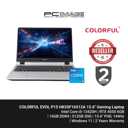 COLORFUL EVOL P15 D4 I5-13420H/16GB D5-5200/512GB G4(EXTRA SLOT)/RTX5050 8GB/15.6" FHD 144HZ/W11H/2Y Gaming Laptop COLORFUL EVOL P15 D4 I5-13420H/16GB D5-5200/512GB G4(EXTRA SLOT)/RTX5050 8GB/15.6" FHD 144HZ/W11H/2Y Gaming Laptop