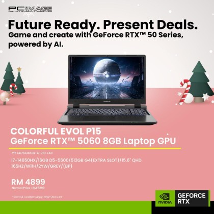 COLORFUL EVOL P15 I7-14650HX GeForce RTX™ 5060 8GB (16GB D5-5600/512GB G4(EXTRA SLOT)/15.6" QHD 165HZ/W11H/2YW) Gaming Laptop