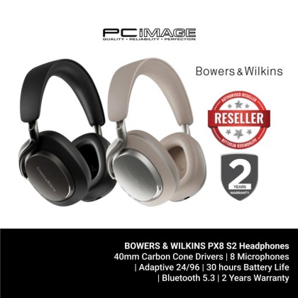 BOWERS & WILKINS PX8 S2 | 40MM CARBON CONE DRIVERS | PROPRIETARY B&W ANC | 8 MICROPHONES | APTX™ LOSSLESS | ADAPTIVE 24/96 | 30H BATTERY LIFE | BLUETOOTH 5.3 & MULTIPOINT | 2YW