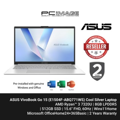 ASUS VivoBook Go 15 (E1504F-ABQ771WS) R3-7320U/8GB/512GB/15.6"FHD/SSD/ATI/W11/HS+M365/2YW Cool Silver