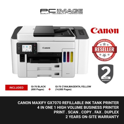 CANON MAXIFY GX7070 EASY REFILLABLE INK TANK WIRELESS 4-IN-1 HIGH VOLUME DOCUMENT BUSINESS PRINTER CANON MAXIFY GX7070 EASY REFILLABLE INK TANK WIRELESS 4-IN-1 HIGH VOLUME DOCUMENT BUSINESS PRINTER