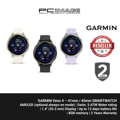 GARMIN VENU 4 (41MM / 45MM) | 1.2" AMOLED DISPLAY W/ BUILT-IN FLASHLIGHT | UP TO 10 DAYS BATTERY LIFE | MULTI-BAND GPS W/ SATIQ | ECG APP | HRV & SLEEP ALIGNMENT | TRAINING READINESS | OVER 80 SPORTS APPS | WHEELCHAIR MODE | 2YW