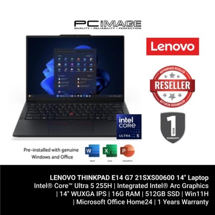 LENOVO THINKPAD E14 G7 21SXS00600 CORE ULTRA 5 225H/16GB D5-5600/512GB G4/INTEL/14" WUXGA/W11 PRO/1YW ONSITE/BACKLIT/BLACK LAPTOP LENOVO THINKPAD E14 G7 21SXS00600 CORE ULTRA 5 225H/16GB D5-5600/512GB G4/INTEL/14" WUXGA/W11 PRO/1YW ONSITE/BACKLIT/BLACK LAPTOP