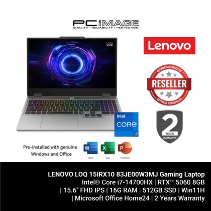 LENOVO LOQ 15IRX10 83JE00W3MJ/I7-14700HX/16GB D5-5600/512GB G4/RTX5060 8GB/15.6" FHD/W11H/HOME24/2YWPC/24-ZONE RGB/LUNA GREY GAMING LAPTOP