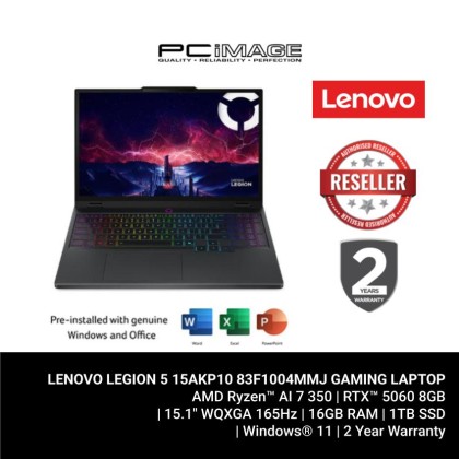 LENOVO LEGION 5 15AKP10 83F1004MMJ AI R7-350/2*16GB D5-5600/1TB G4(EXTRA SLOT)/RTX5060 8GB/15.1" WQXGA OLED 165HZ/W11/LENOVO AI NOW/2YWUS/24-ZONE RGB BACKLIT/ECLIPSE BLACK GAMING LAPTOP LENOVO LEGION 5 15AKP10 83F1004MMJ AI R7-350/2*16GB D5-5600/1TB G4(EXTRA SLOT)/RTX5060 8GB/15.1" WQXGA OLED 165HZ/W11/LENOVO AI NOW/2YWUS/24-ZONE RGB BACKLIT/ECLIPSE BLACK GAMING LAPTOP