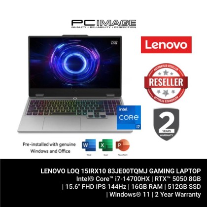 LENOVO LOQ 15IRX10 83JE00TQMJ/I7-14700HX/16GB D5-5600/512GB G4(EXTRA G4)/RTX5050 8GB/15.6" FHD 144HZ/W11H/HOME24+AI NOW/2YWPC/24-ZONE RGB BACKLIT/LUNA GREY GAMING LAPTOP