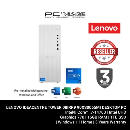 LENOVO IDEACENTRE TOWER 08IRR9 90XS0065MI/I7-14700/16GB D5-4800/1TB G4/UHD/W11H/HOME24/3YWPC/WIFI 6/GREY DESKTOP PC