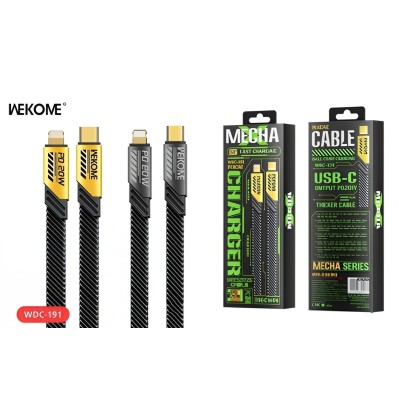 WEKOME WDC-191 MECHA SERIES PD20W TYPE-C TO LIGHTNING SUPER FAST CHARGING CABLE - 6MW