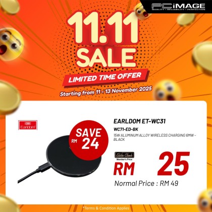 EARLDOM ET-WC31 15W ALUMINUM ALLOY WIRELESS CHARGING 6MW - BLACK EARLDOM ET-WC31 15W ALUMINUM ALLOY WIRELESS CHARGING 6MW - BLACK