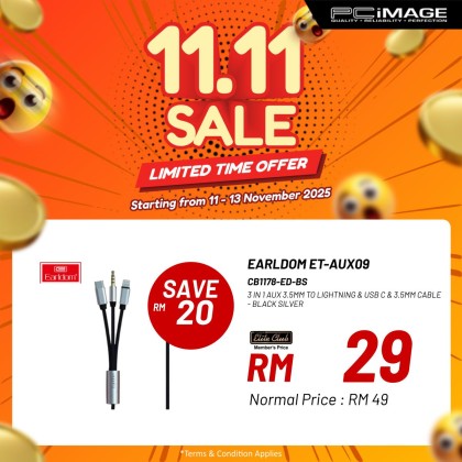 EARLDOM ET-AUX09 3 IN 1 AUX 3.5MM TO LIGHTNING & USB C & 3.5MM CABLE - BLACK SILVER EARLDOM ET-AUX09 3 IN 1 AUX 3.5MM TO LIGHTNING & USB C & 3.5MM CABLE - BLACK SILVER