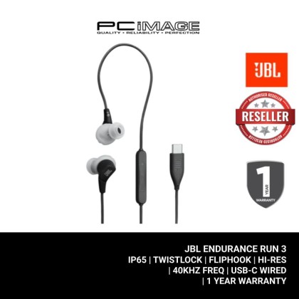 JBL ENDURANCE RUN 3 IP65/TWISTLOCK/FLIPHOOK/HI-RES/40KHZ FREQ/USB-C WIRED/1YW