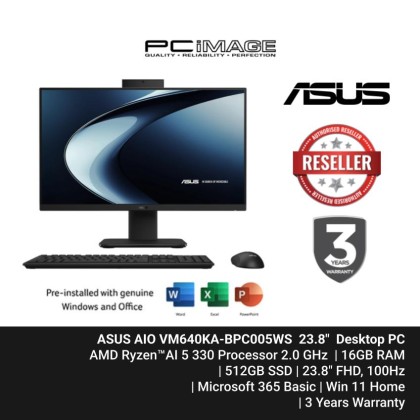 ASUS VM640KA (BPC005WS)  AIO 23.8" FHD | RYZEN AI 5 | 16GB DDR5 | 512GB SSD | WINDOWS 11 | 3YW [ TNG RM80 ]