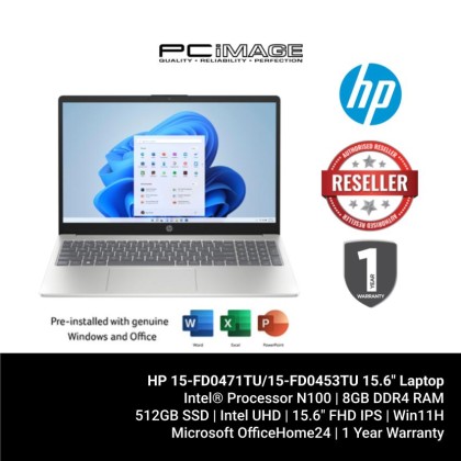 HP 15-FD0471TU/15-FD0453TU 15.6" Laptop (N100, 8GB DDR4, 512GB SSD, Intel UHD, 15.6" FHD, Win11H, OfficeHome24, 1YW) HP 15-FD0471TU/15-FD0453TU 15.6" Laptop (N100, 8GB DDR4, 512GB SSD, Intel UHD, 15.6" FHD, Win11H, OfficeHome24, 1YW)