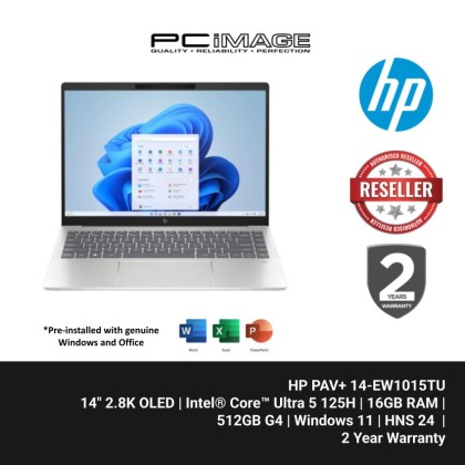 HP PAV+ 14-EW1015TU ULTRA 5-125H/16GB LPDDR5X /512GB/INTEL ARC/14" 2.8K OLED/W11H/HNS/NATURAL SILV/2YW+ADPER 