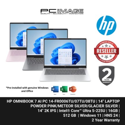 HP OMNIBOOK 7 AI PC 14-FR0006TU/07TU/08TU ULTRA 5-225U/16GB(OB)/512GB G4/INTEL/14" 2K IPS/W11H/HOME24/2YW