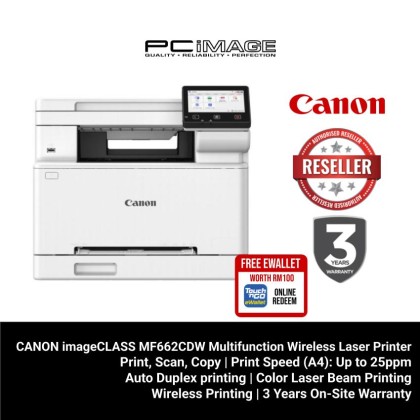CANON imageCLASS MF662Cdw Multifunction Wireless Color Laser All in One Printer (PRINT/SCAN/COPY/AUTO DUPLEX) + FREE RM100 TNG