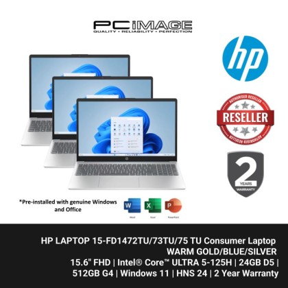 HP LAPTOP 15-FD1472TU/73TU/75TU/INTEL ULTRA 5-125H/24GB D5/512GB G4/INTEL ARC/15.6" FHD/W11H/HOME24/WARM GOLD/BLUE/SILVER/2YW