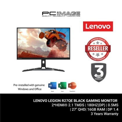 LENOVO LEGION R27QE/27" QHD/180HZ(DP)/0.5MS/2*HDMI® 2.1 TMDS/DP 1.4/BLACK/3YW