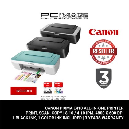 CANON Pixma E410 All in One Printer (Print, Scan, Copy) + FREE TNG eWallet