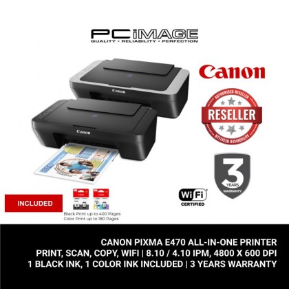 CANON Pixma E470 Inkjet All in One Wireless Printer (Print, Scan, Copy, Wifi) CANON Pixma E470 Inkjet All in One Wireless Printer (Print, Scan, Copy, Wifi)