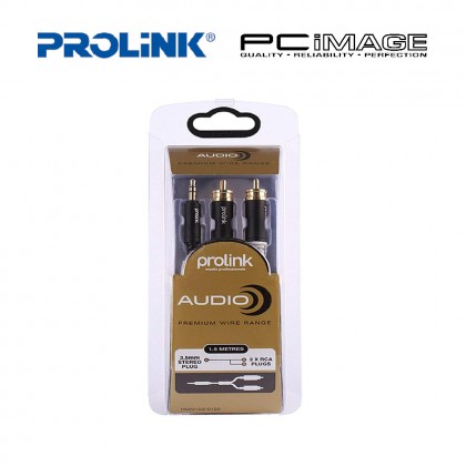 PROLINK HMM103-0150 AUDIO PREMIUM WIRE 1.5M CABLE 3.5MM STEREO PLUG TO 2XRCA PLUGS