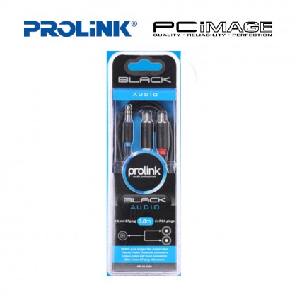 PROLINK PB103-0500 BLACK AUDIO 5.0M CABLE 3.5MM ST PLUG TO 2XRCA PLUG