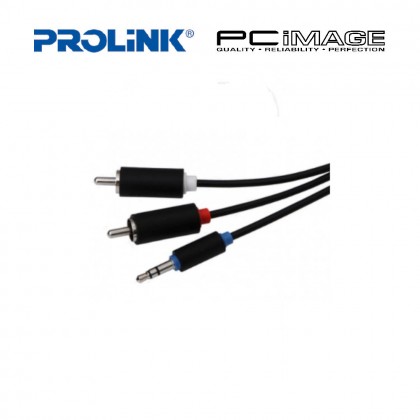PROLINK PB103-0500 BLACK AUDIO 5.0M CABLE 3.5MM ST PLUG TO 2XRCA PLUG