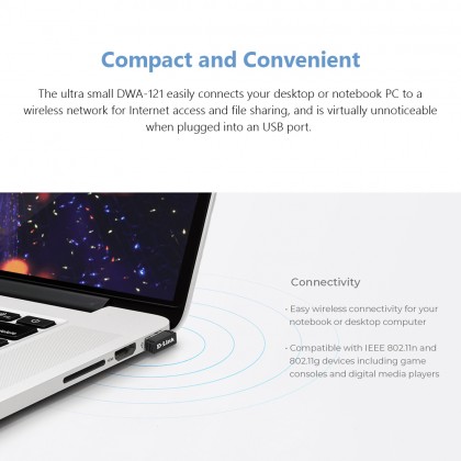 D-LINK DWA-121 WIRELESS N150 PICO USB ADAPTER NANO SIZE