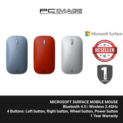 Microsoft Surface Mobile Bluetooth Mouse (Platinum KGY-00005 / Poppy Red KGY-00055 / Ice Blue KGY-00045)