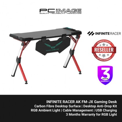 INFINITE RACER AK FM-JX Gaming Table - 1.2M Length, 1.8CM Thickness, RGB Light, Cable Organizer, USB Charging