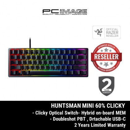 RAZER HUNTSMAN MINI 60% CLICKY OPTICAL GAMING KEYBOARD PURPLE SWITCH - RZ03-03390100-R3M1