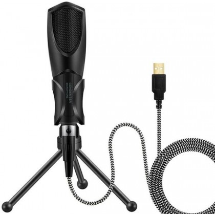 YANMAI Q3B Gaming Microphone with Foldable Tripod Stand - Black