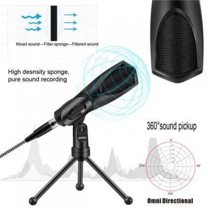 YANMAI Q3B Gaming Microphone with Foldable Tripod Stand - Black