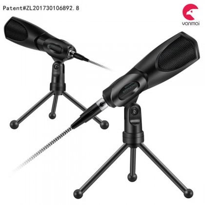YANMAI Q3B Gaming Microphone with Foldable Tripod Stand - Black