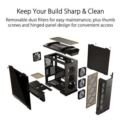 ASUS TUF GAMING GT501 WITH HANDLE ATX CASING GREY/ (BUNDLE PSU TUF 750B/ 650B/ 550B 80+ BRONZE)