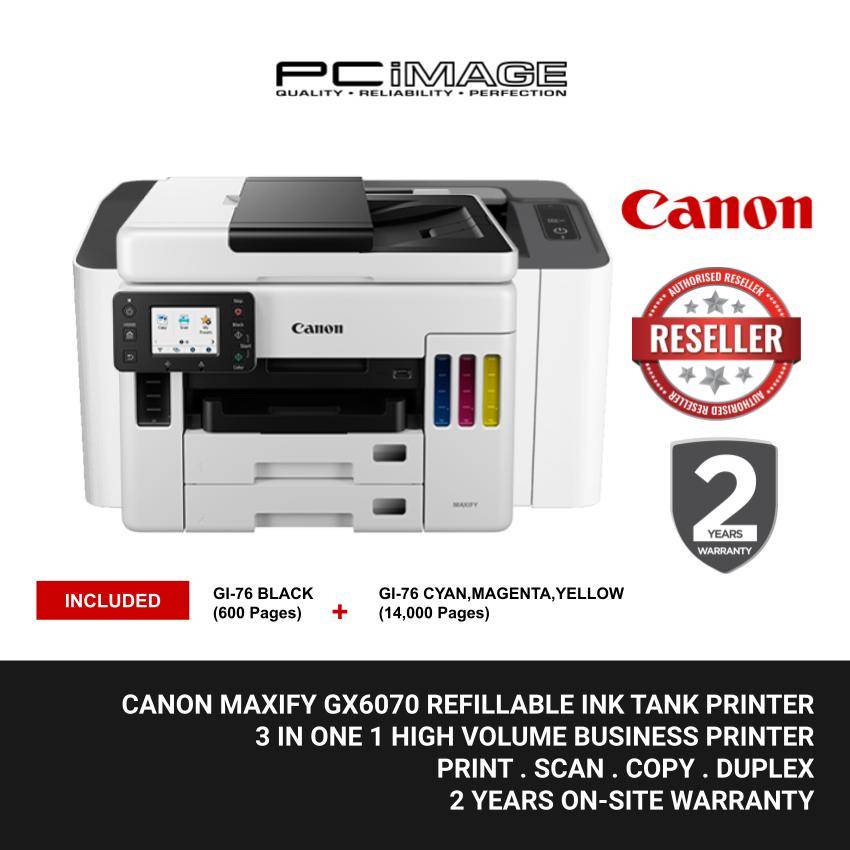 CANON MAXIFY GX6070 EASY REFILLABLE INK TANK, WIRELESS MULTIFUNCTION