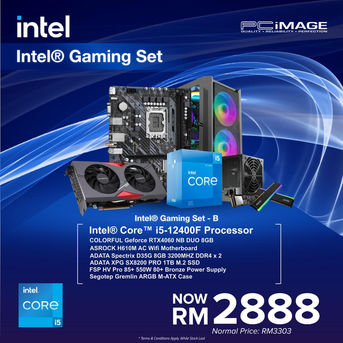 INTEL GAMING SET B PC - INTEL CORE I5-12400F/ COLORFUL GEFORCE RTX